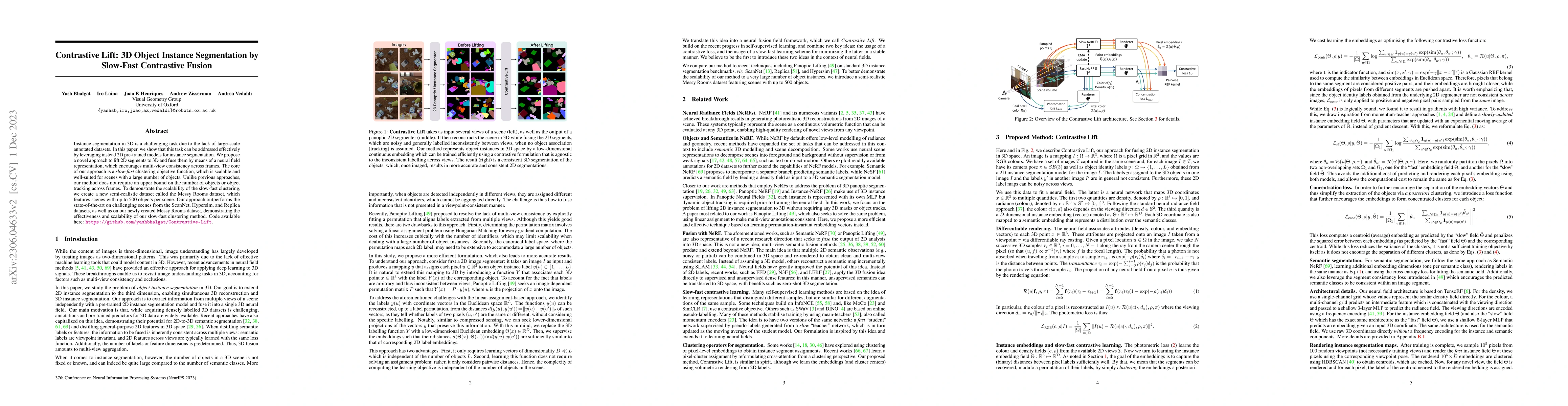 Thumbnail for Contrastive Lift: 3D Object Instance Segmentation by Slow-Fast
  Contrastive Fusion