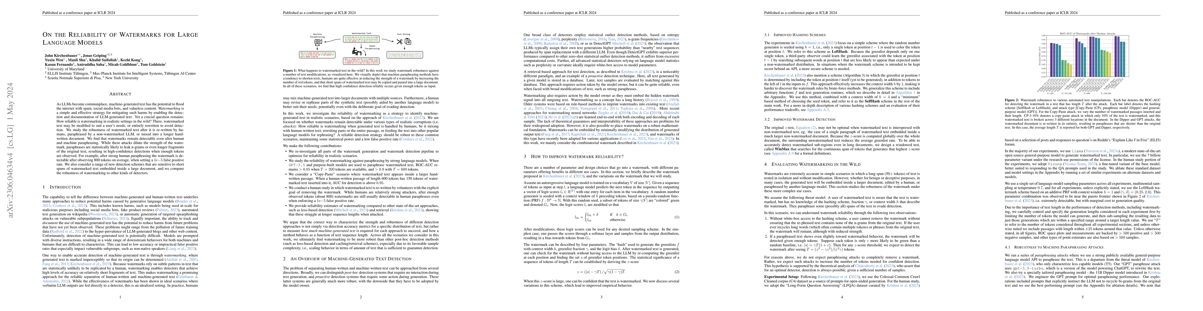 Thumbnail for On the Reliability of Watermarks for Large Language Models