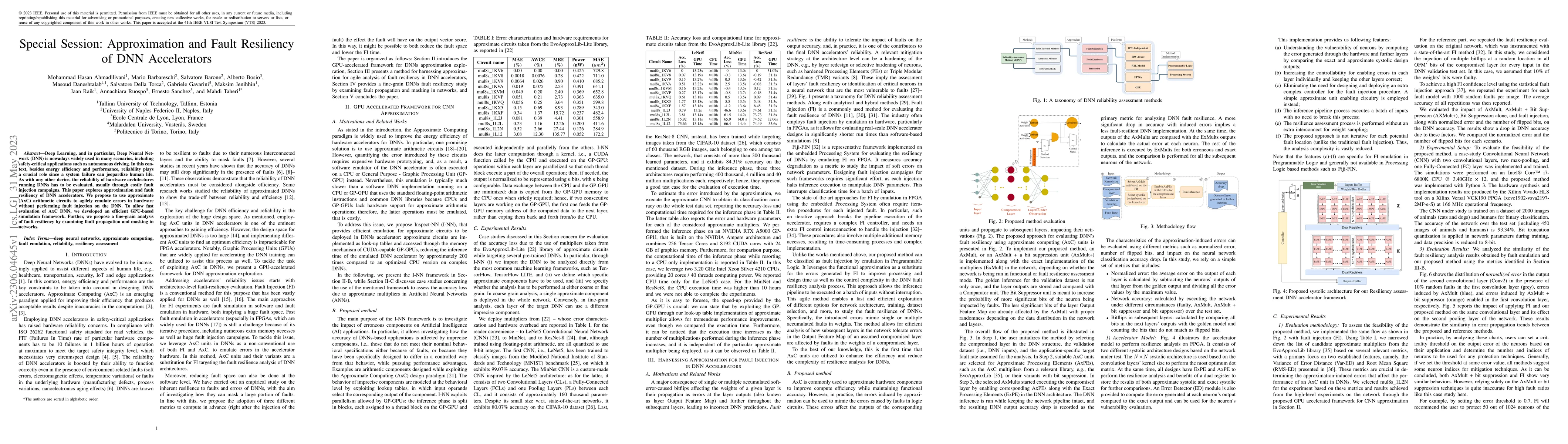 Thumbnail for Special Session: Approximation and Fault Resiliency of DNN Accelerators