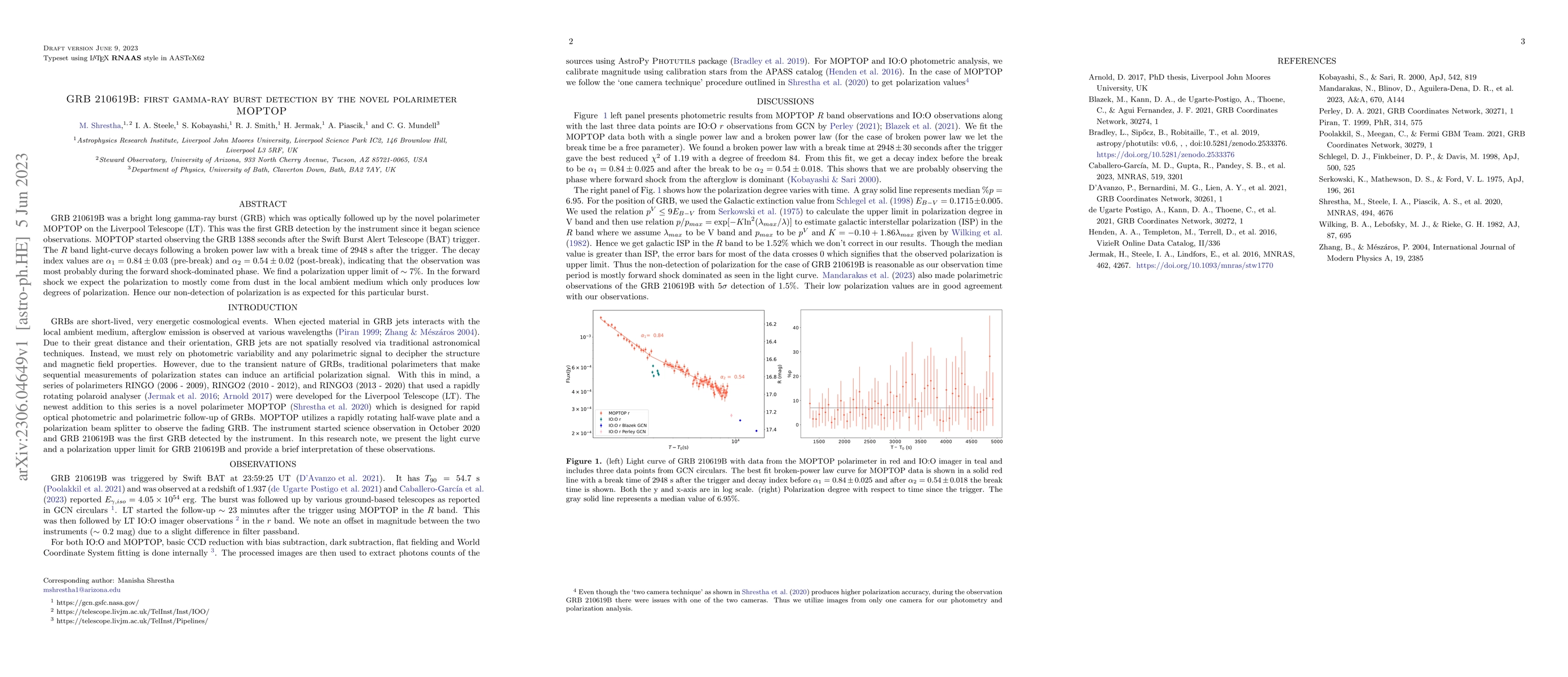 Thumbnail for GRB 210619B: first gamma-ray burst detection by the novel polarimeter
  MOPTOP