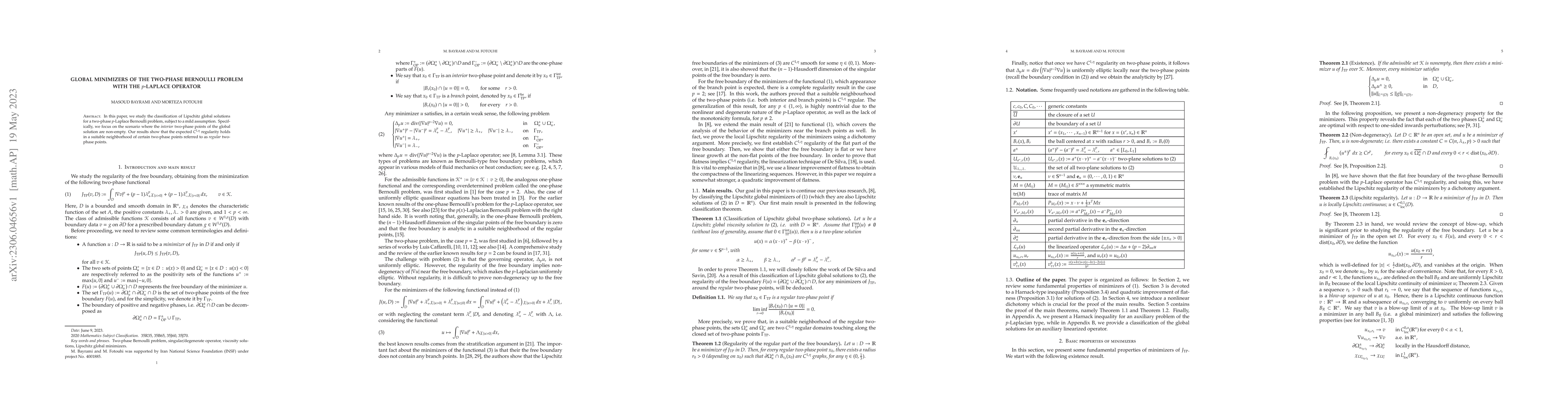Thumbnail for Global minimizers of the two-phase Bernoulli problem with the
  $p$-Laplace operator
