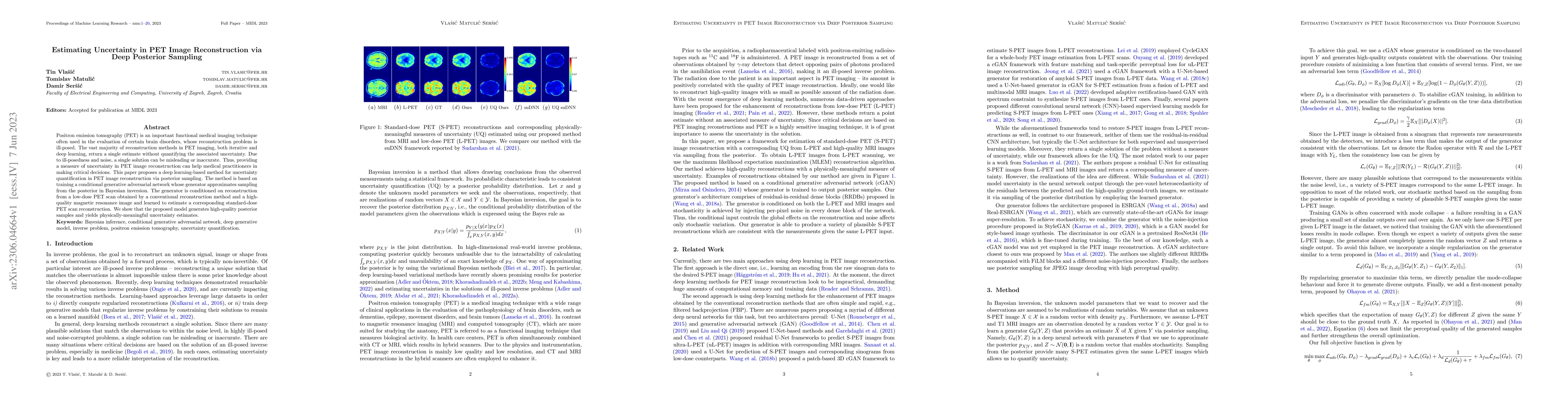 Thumbnail for Estimating Uncertainty in PET Image Reconstruction via Deep Posterior
  Sampling