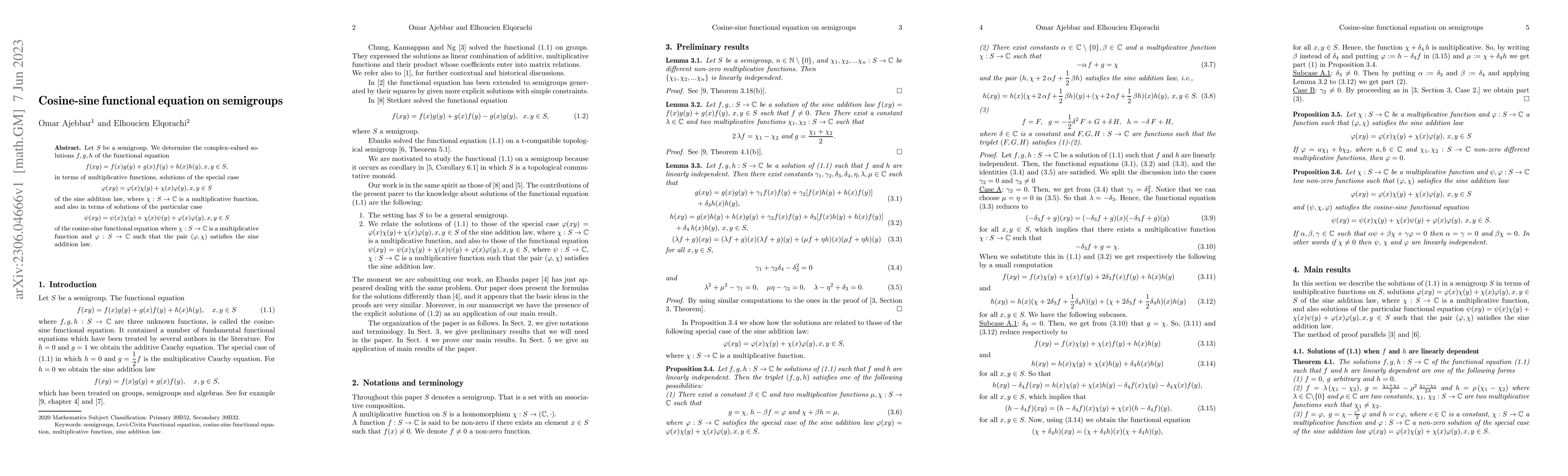 Thumbnail for Cosine-sine functional equation on semigroups
