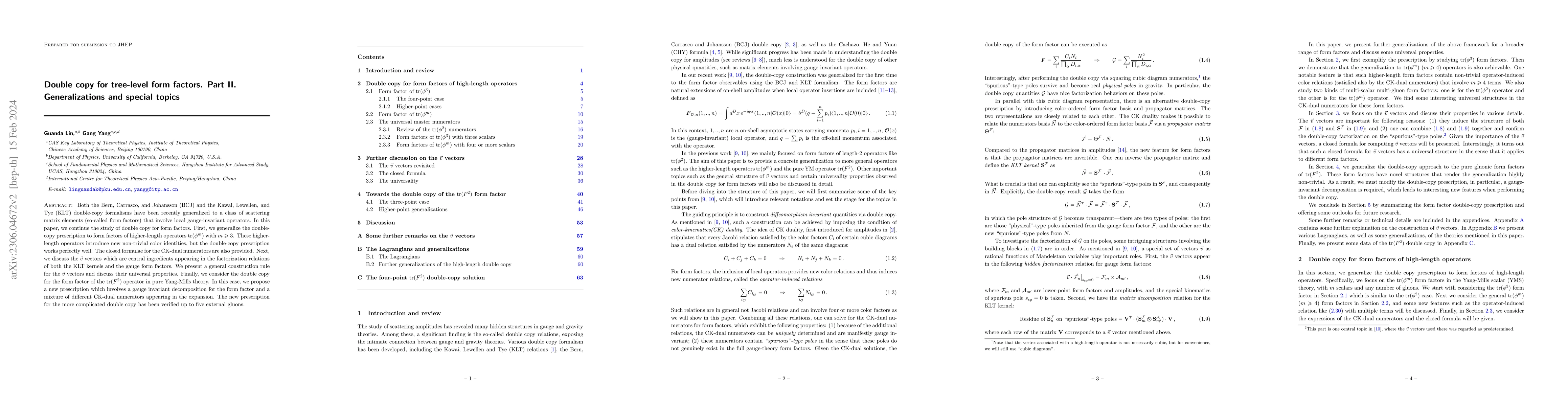 Thumbnail for Double copy for tree-level form factors. Part II. Generalizations and
  special topics
