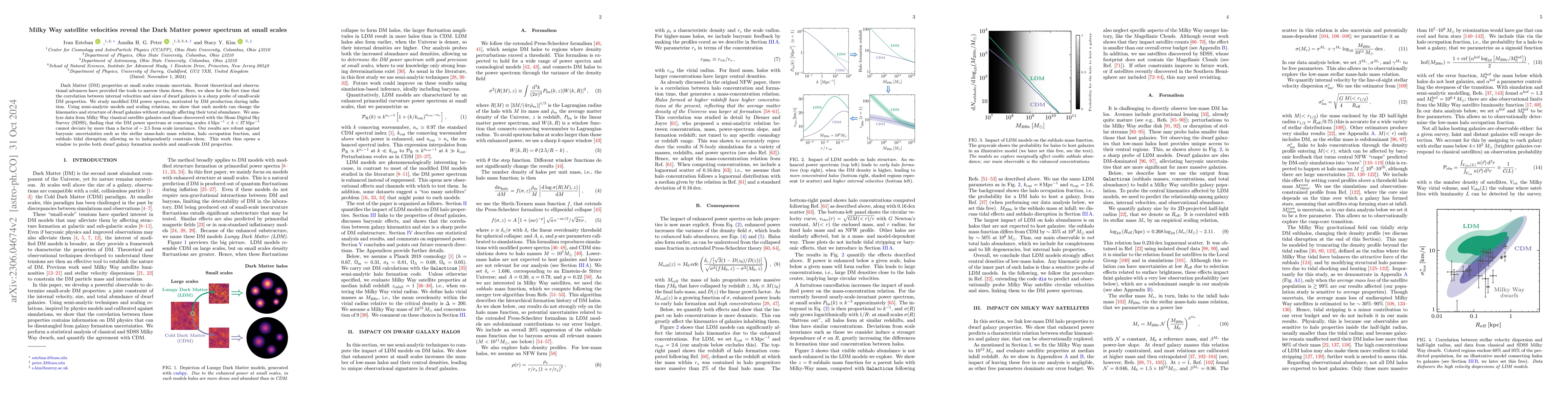 Thumbnail for Milky Way satellite velocities reveal the Dark Matter power spectrum at
  small scales
