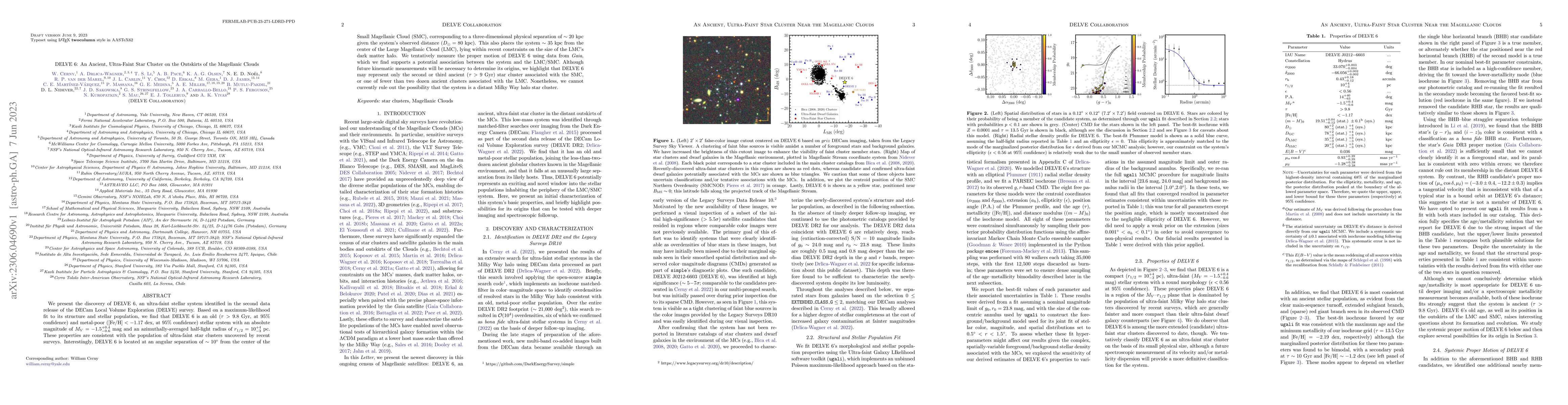 Thumbnail for DELVE 6: An Ancient, Ultra-Faint Star Cluster on the Outskirts of the
  Magellanic Clouds