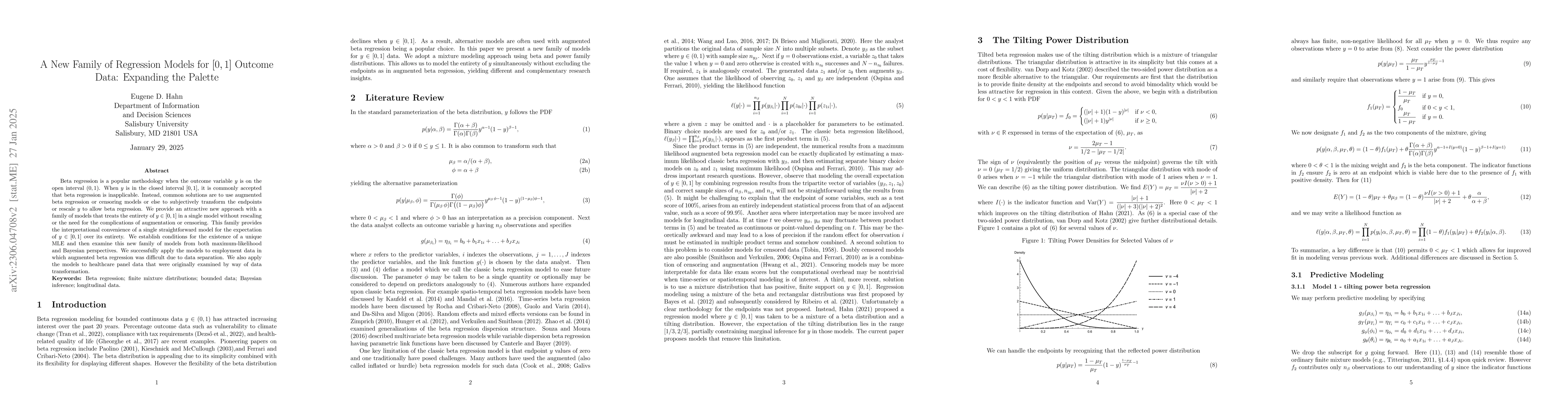 Thumbnail for A New Family of Regression Models for $[0,1]$ Outcome Data: Expanding
  the Palette