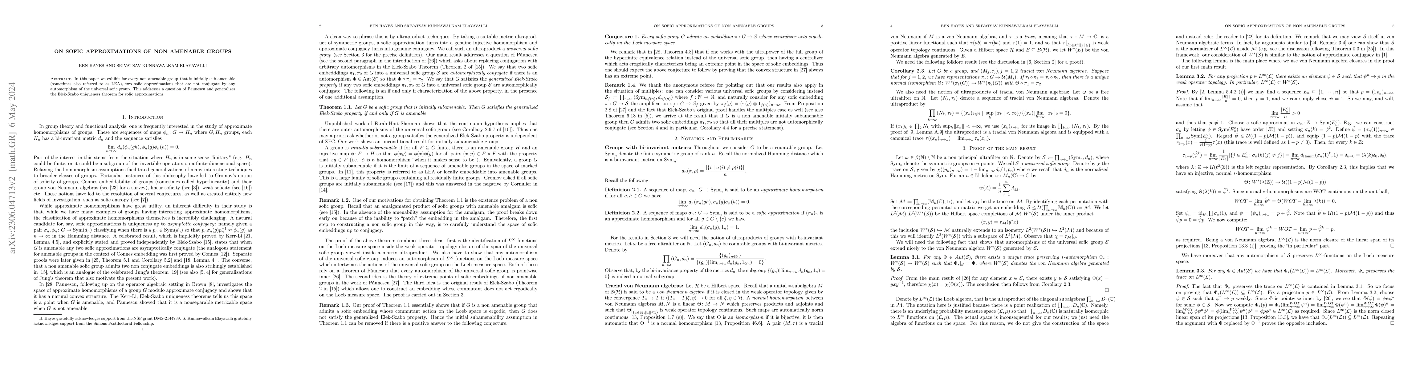 Thumbnail for On sofic approximations of non amenable groups