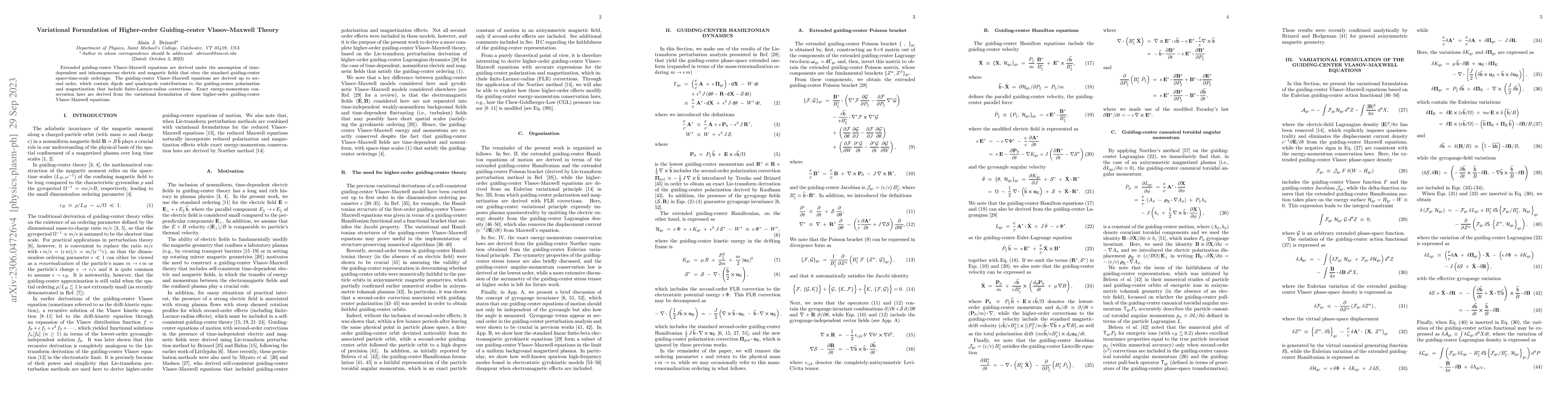 Thumbnail for Variational Formulation of Higher-order Guiding-center Vlasov-Maxwell
  Theory