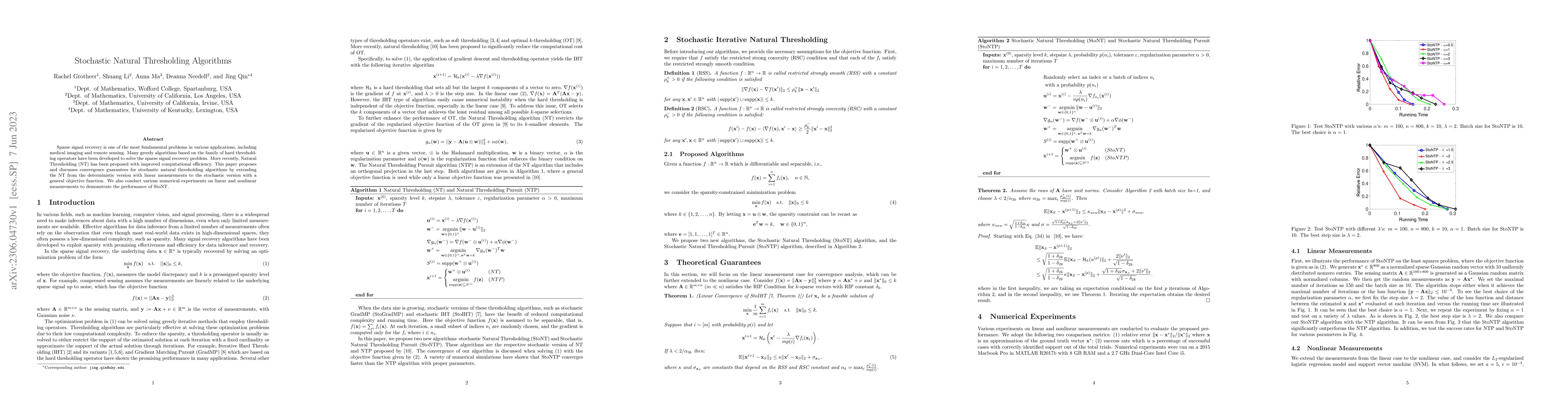 Thumbnail for Stochastic Natural Thresholding Algorithms