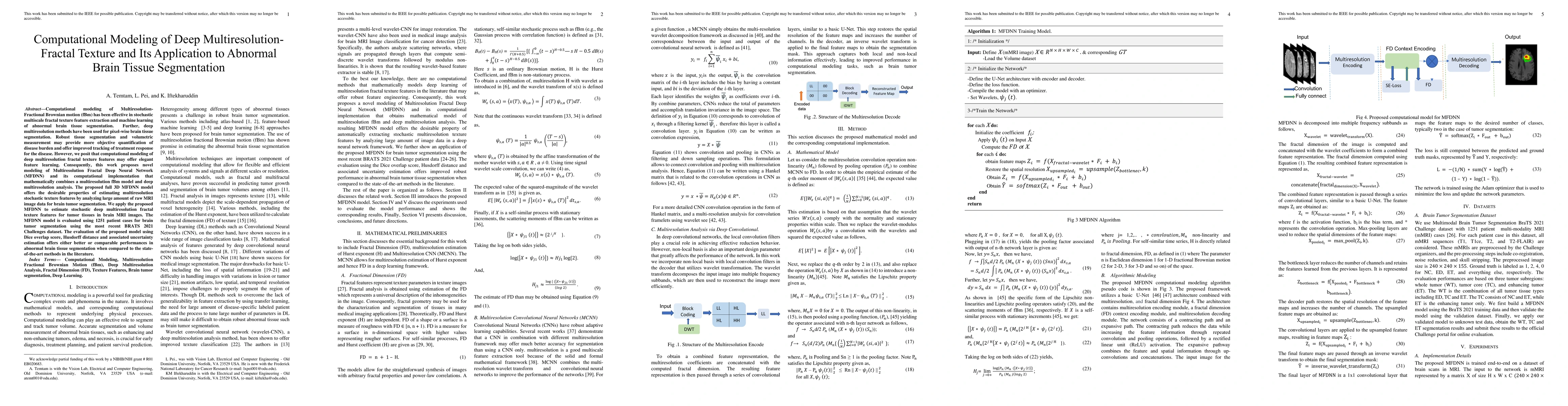 Thumbnail for Computational Modeling of Deep Multiresolution-Fractal Texture and Its
  Application to Abnormal Brain Tissue Segmentation