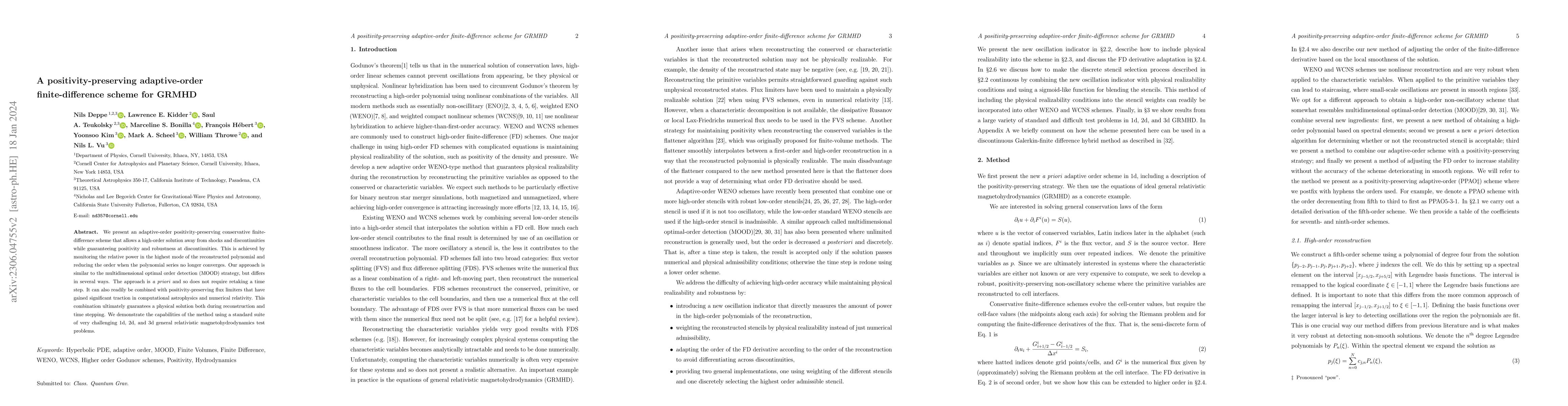 Thumbnail for A positivity-preserving adaptive-order finite-difference scheme for
  GRMHD