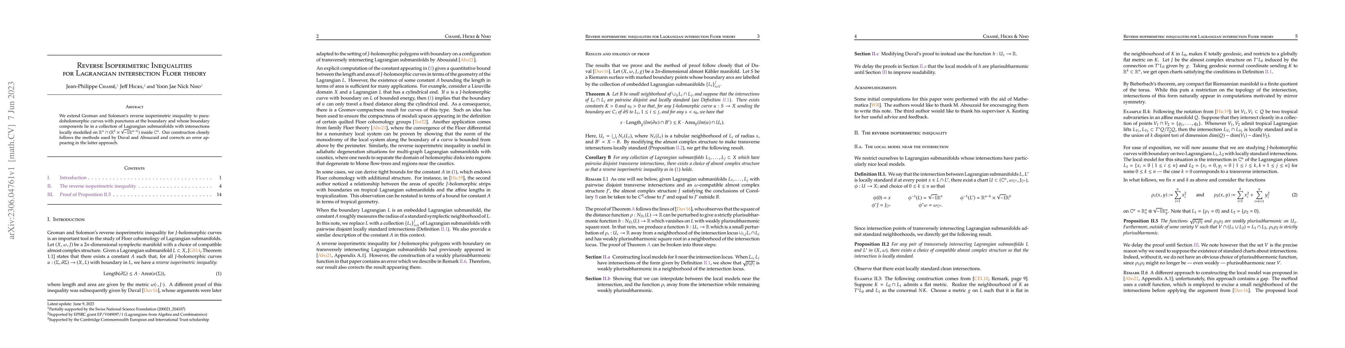 Thumbnail for Reverse isoperimetric inequalities for Lagrangian intersection Floer
  theory