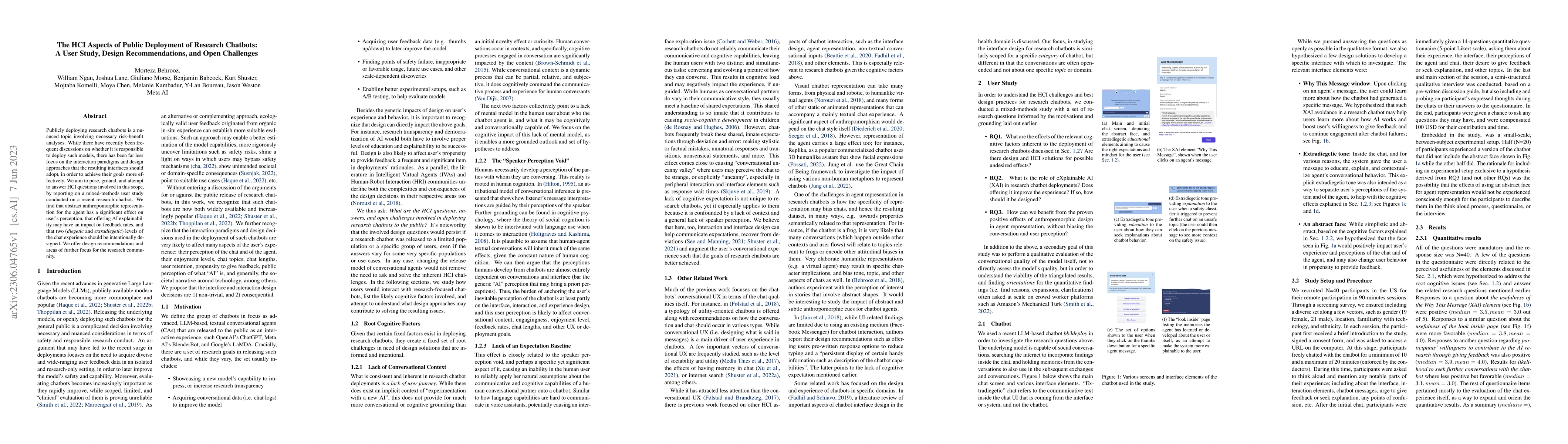 Thumbnail for The HCI Aspects of Public Deployment of Research Chatbots: A User Study,
  Design Recommendations, and Open Challenges