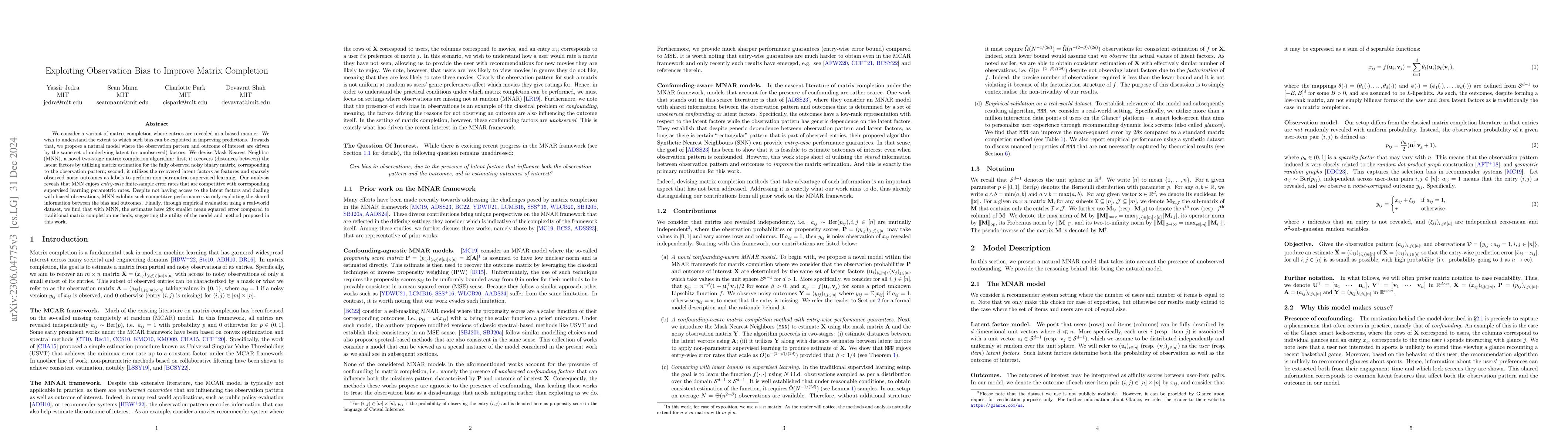 Thumbnail for Exploiting Observation Bias to Improve Matrix Completion
