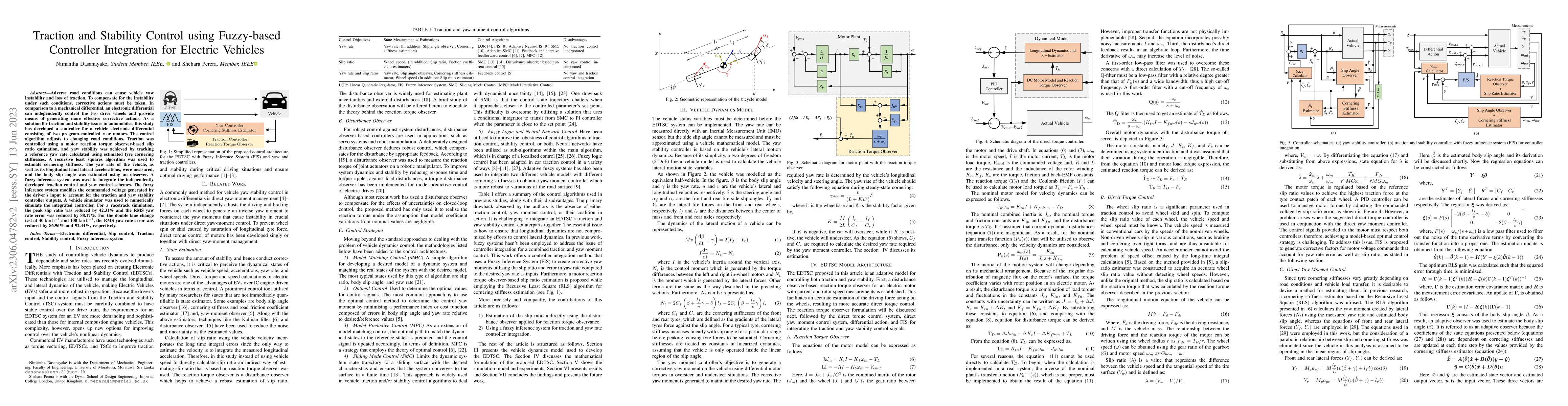 Thumbnail for Traction and Stability Control using Fuzzy-based Controller Integration
  for Electric Vehicles