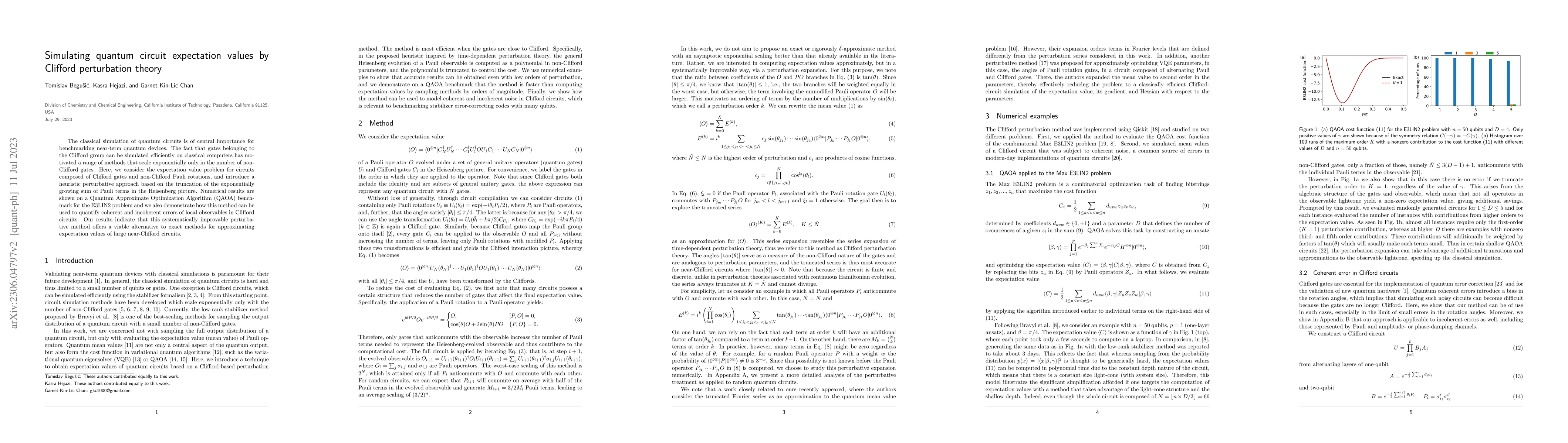 Thumbnail for Simulating quantum circuit expectation values by Clifford perturbation
  theory
