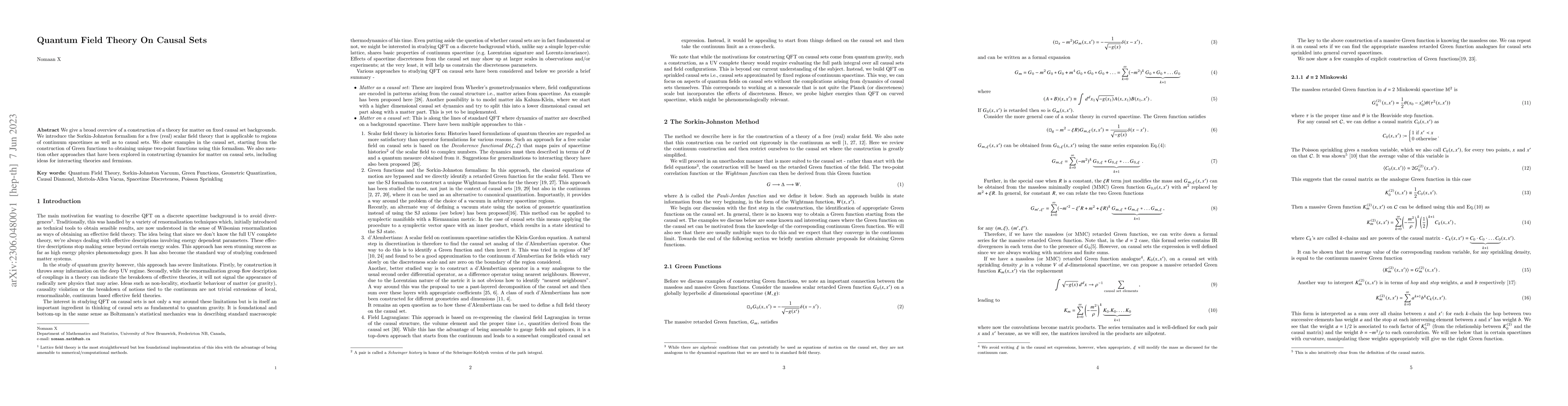 Thumbnail for Quantum Field Theory On Causal Sets