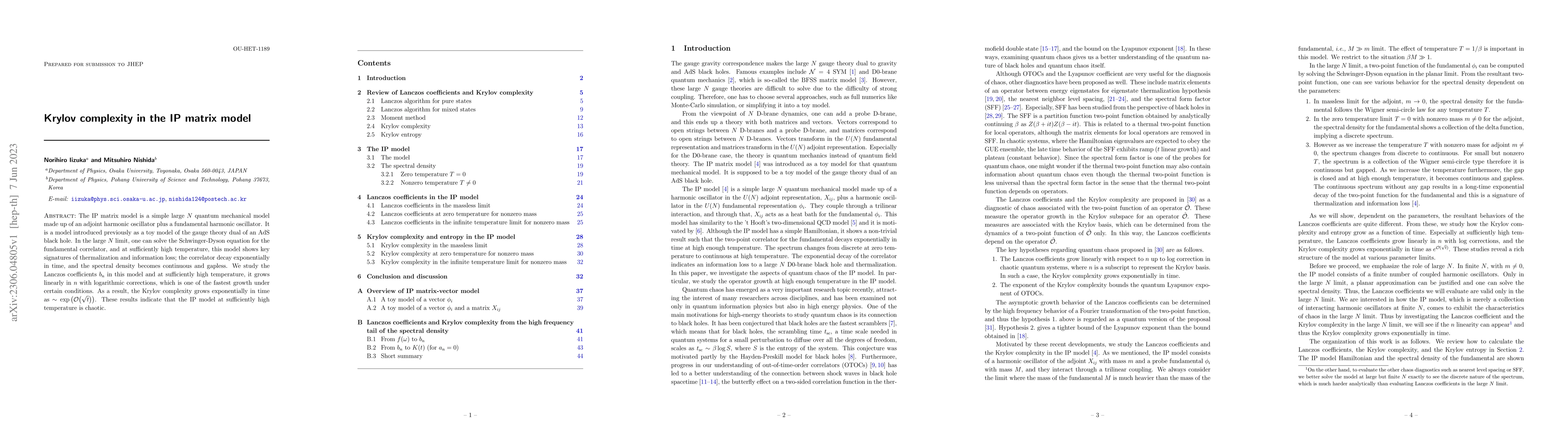 Thumbnail for Krylov complexity in the IP matrix model