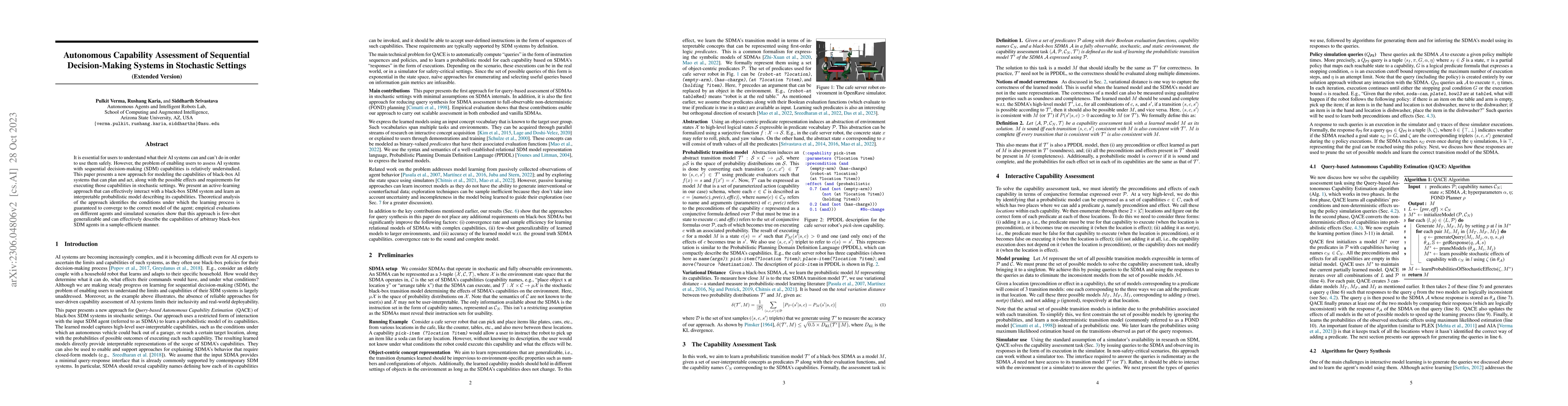Thumbnail for Autonomous Capability Assessment of Sequential Decision-Making Systems
  in Stochastic Settings (Extended Version)