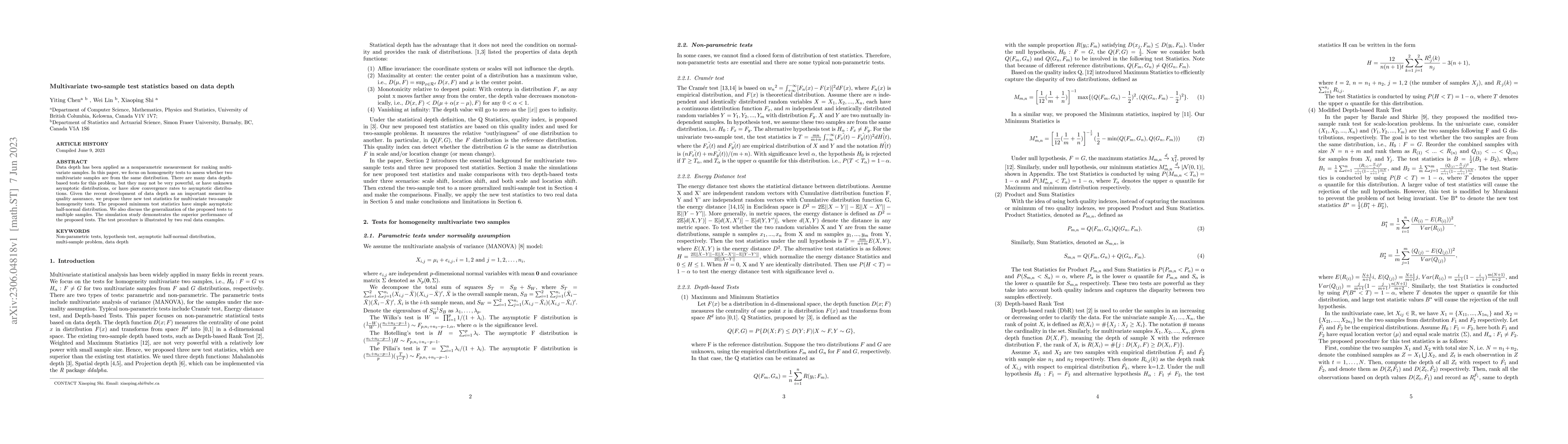 Thumbnail for Multivariate two-sample test statistics based on data depth
