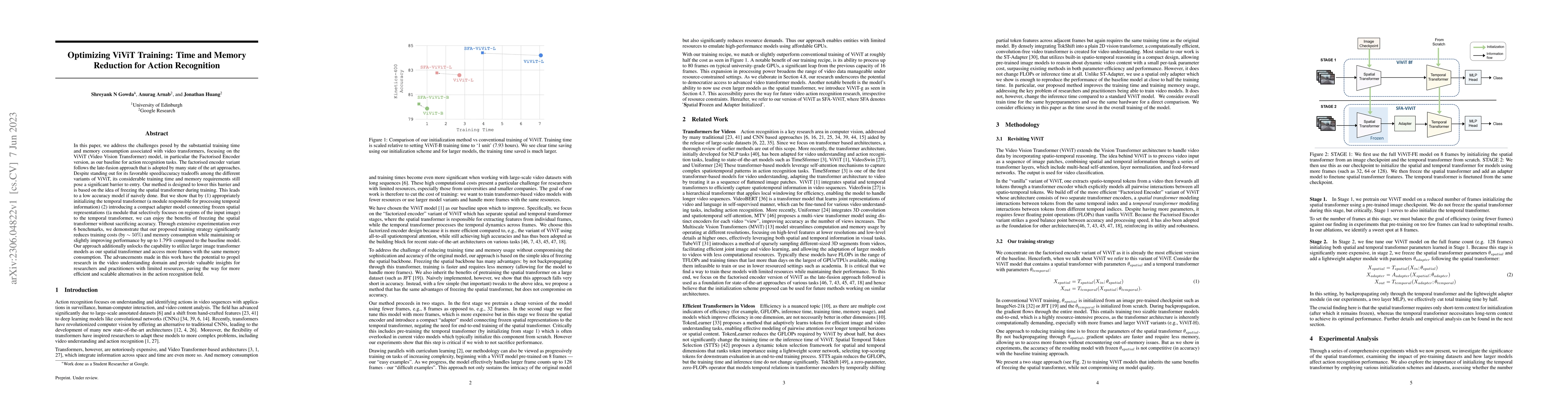 Thumbnail for Optimizing ViViT Training: Time and Memory Reduction for Action
  Recognition
