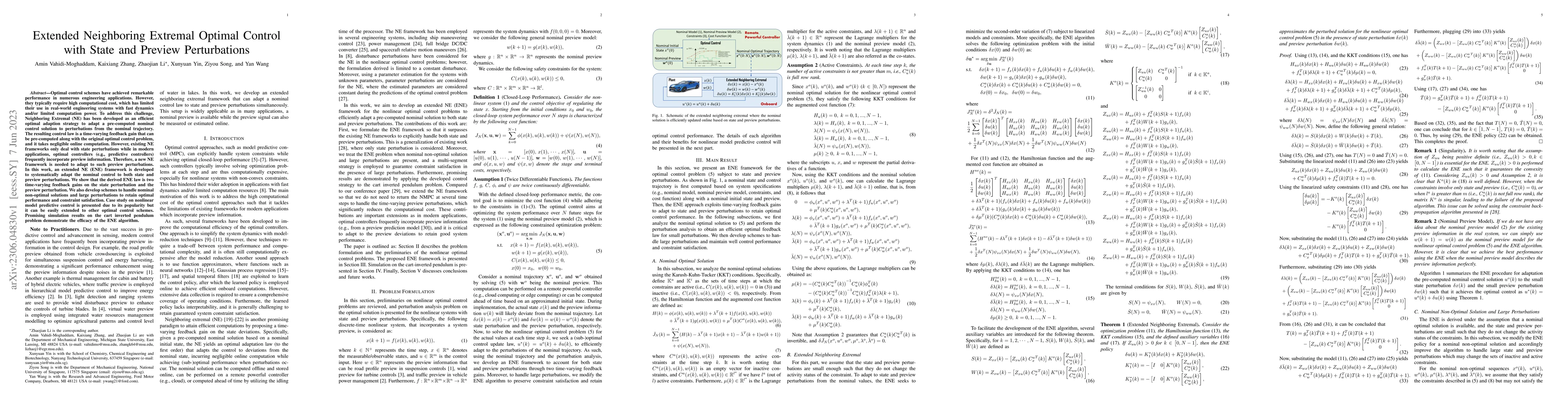 Thumbnail for Extended Neighboring Extremal Optimal Control with State and Preview
  Perturbations
