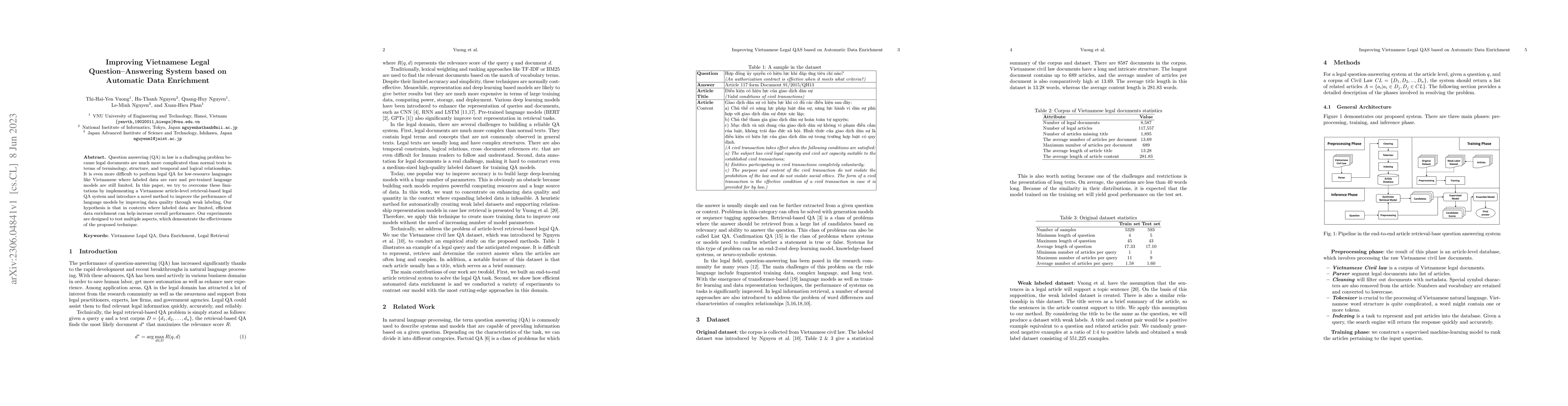 Thumbnail for Improving Vietnamese Legal Question--Answering System based on Automatic
  Data Enrichment