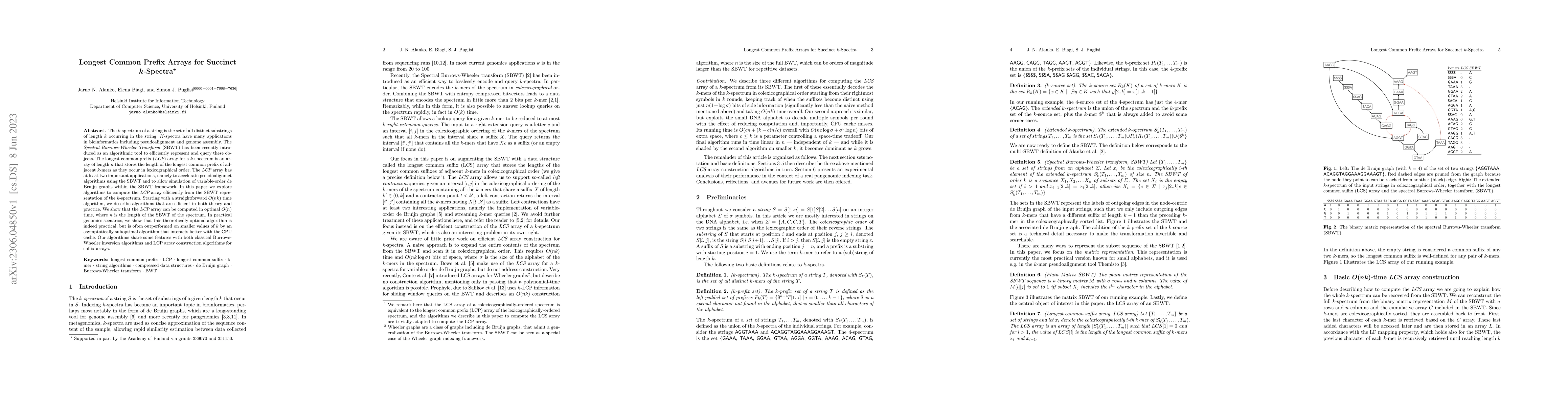 Thumbnail for Longest Common Prefix Arrays for Succinct k-Spectra