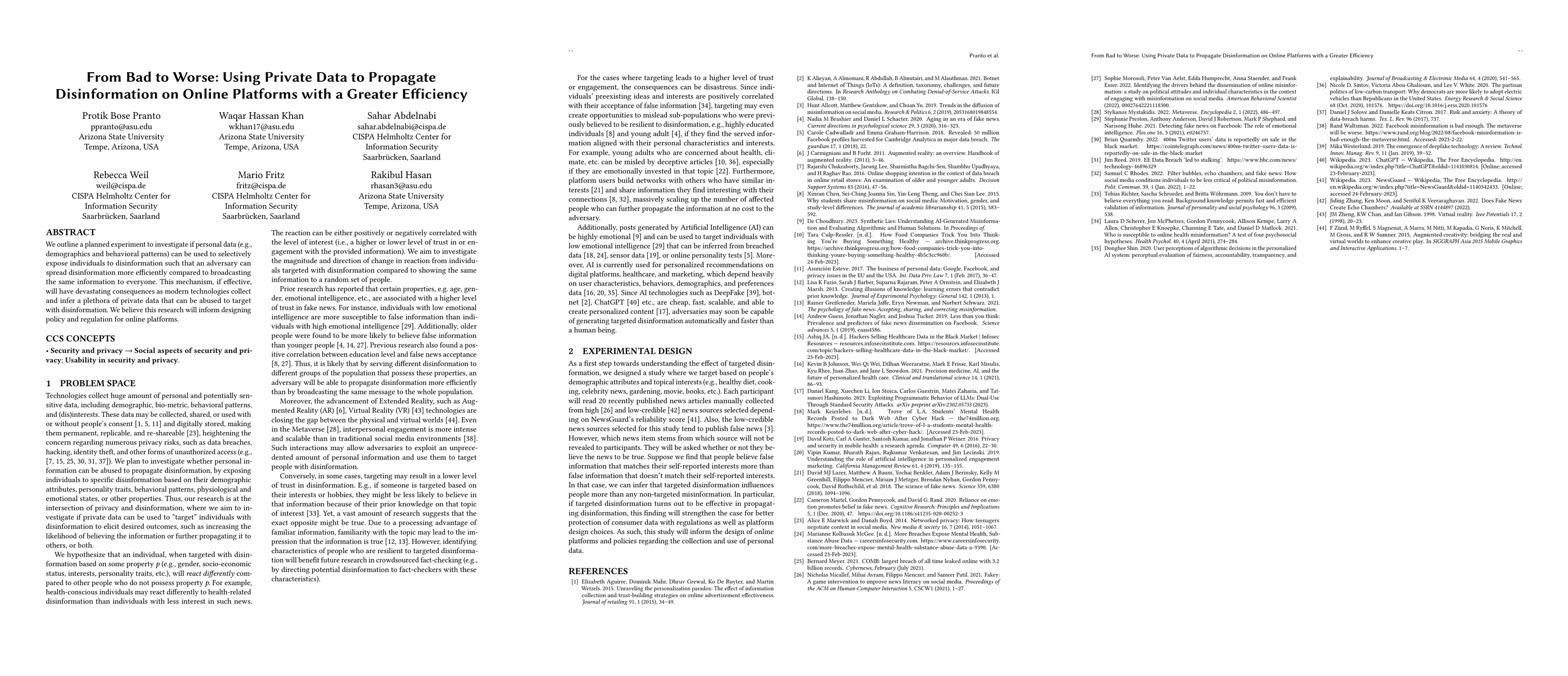 Thumbnail for From Bad to Worse: Using Private Data to Propagate Disinformation on
  Online Platforms with a Greater Efficiency