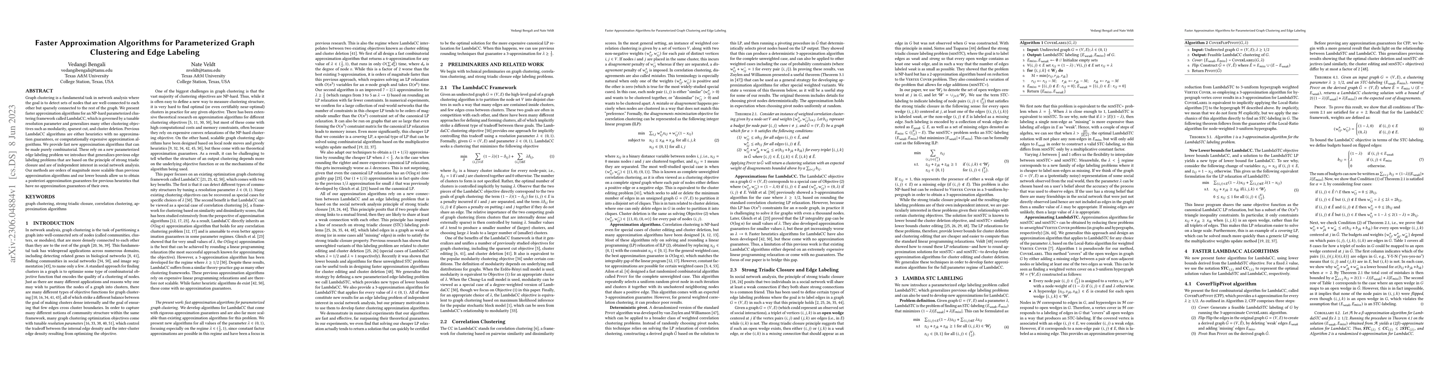 Thumbnail for Faster Approximation Algorithms for Parameterized Graph Clustering and
  Edge Labeling