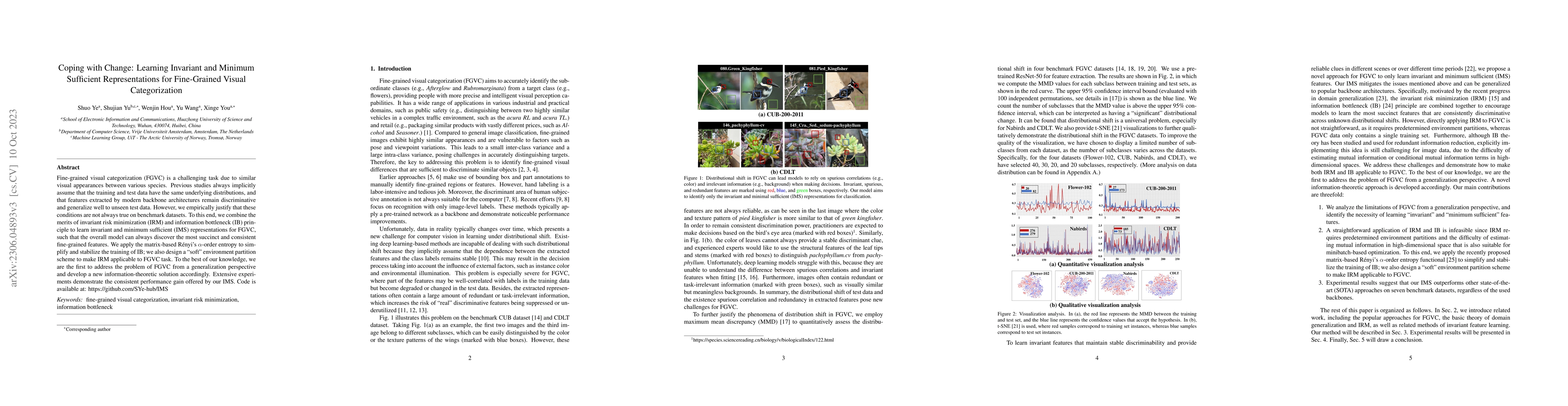 Thumbnail for Coping with Change: Learning Invariant and Minimum Sufficient
  Representations for Fine-Grained Visual Categorization