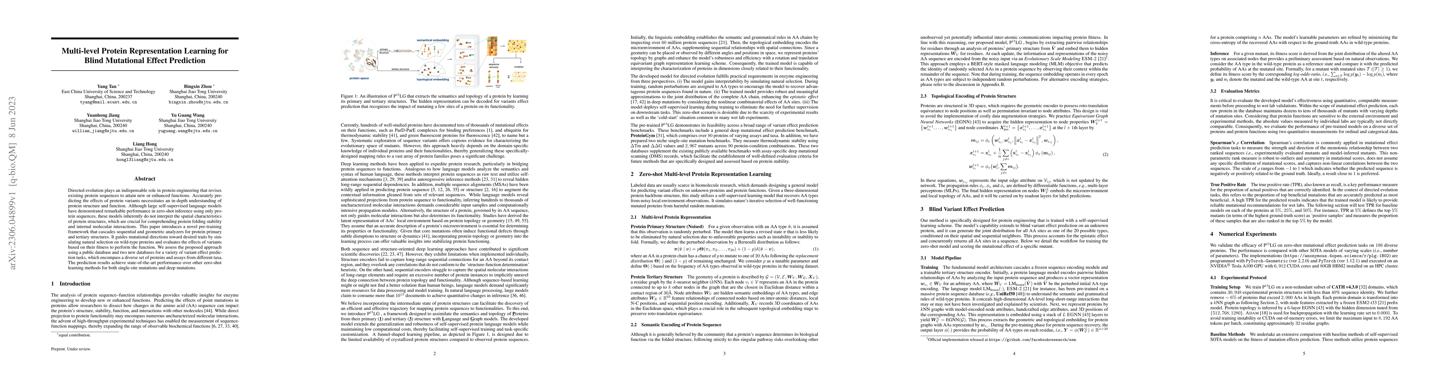 Thumbnail for Multi-level Protein Representation Learning for Blind Mutational Effect
  Prediction