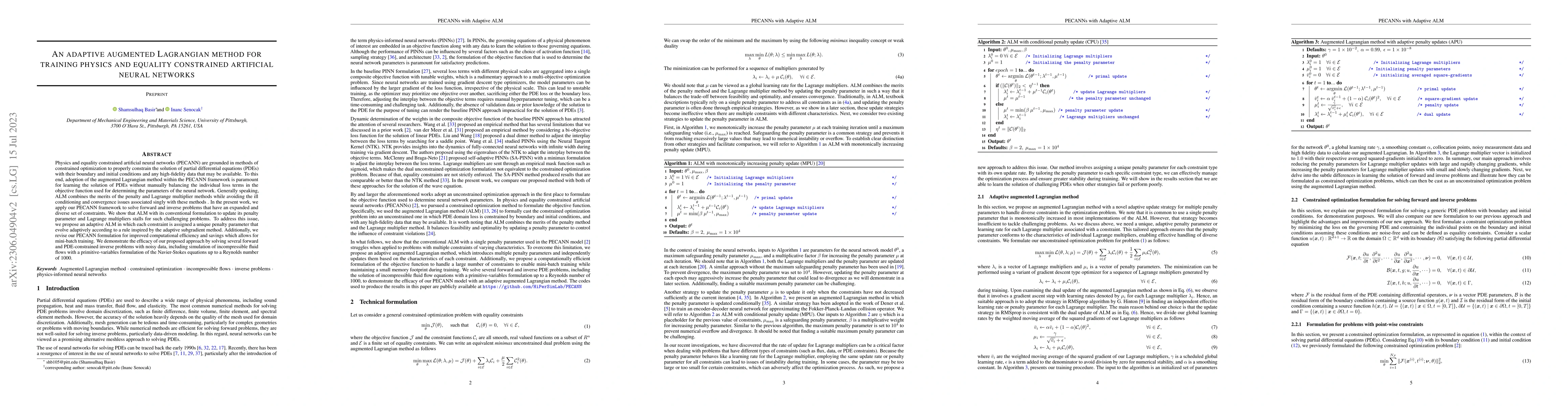 Thumbnail for An adaptive augmented Lagrangian method for training physics and
  equality constrained artificial neural networks