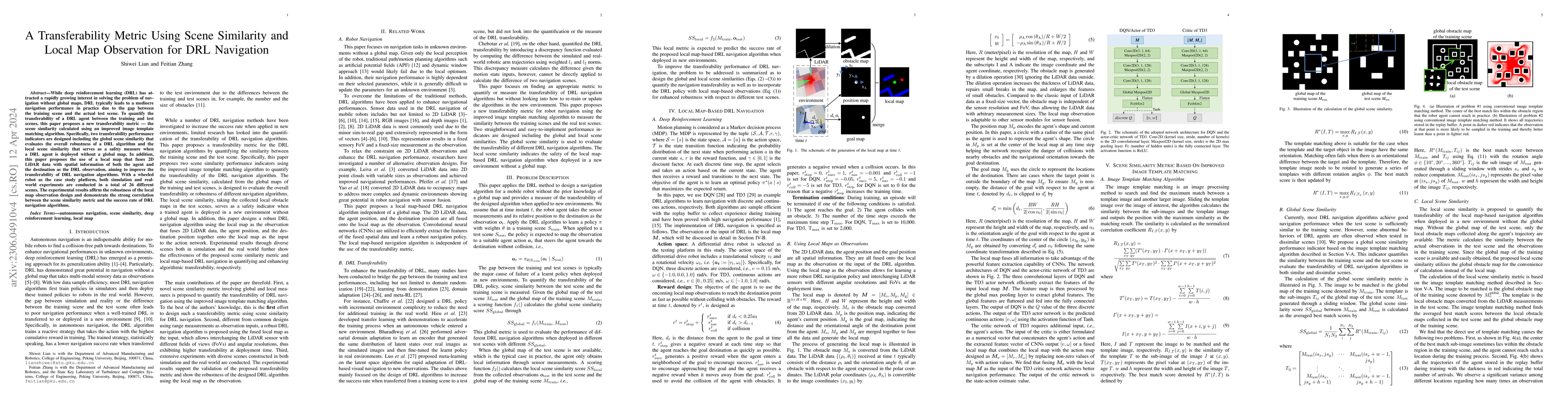 Thumbnail for A Transferability Metric Using Scene Similarity and Local Map
  Observation for DRL Navigation
