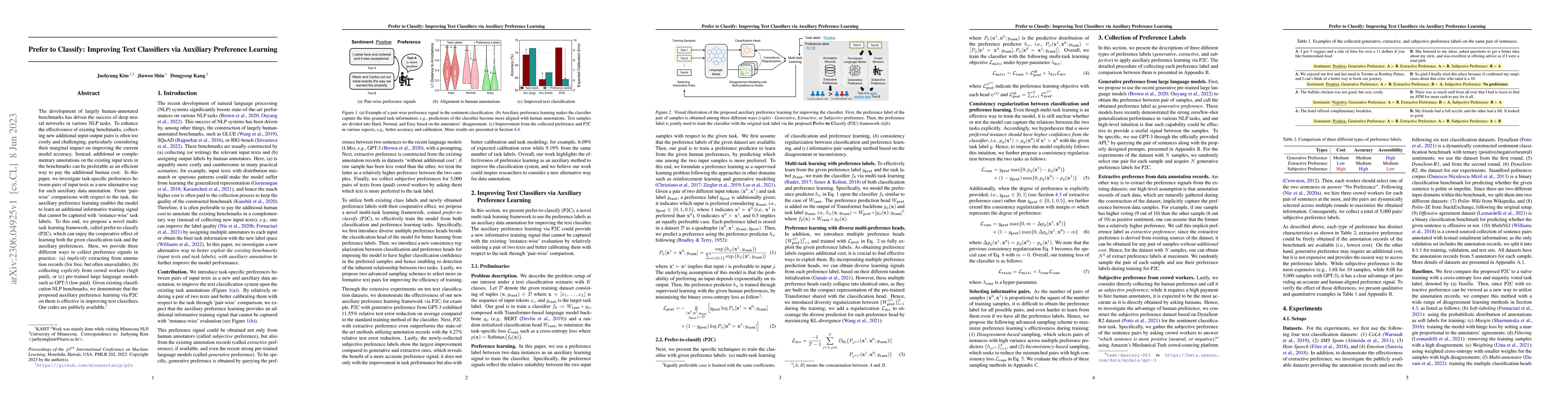 Thumbnail for Prefer to Classify: Improving Text Classifiers via Auxiliary Preference
  Learning