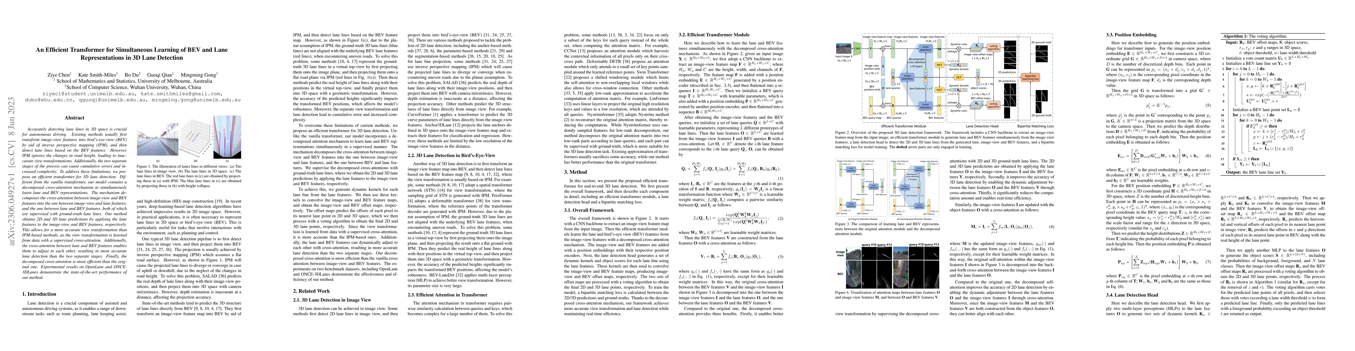Thumbnail for An Efficient Transformer for Simultaneous Learning of BEV and Lane
  Representations in 3D Lane Detection