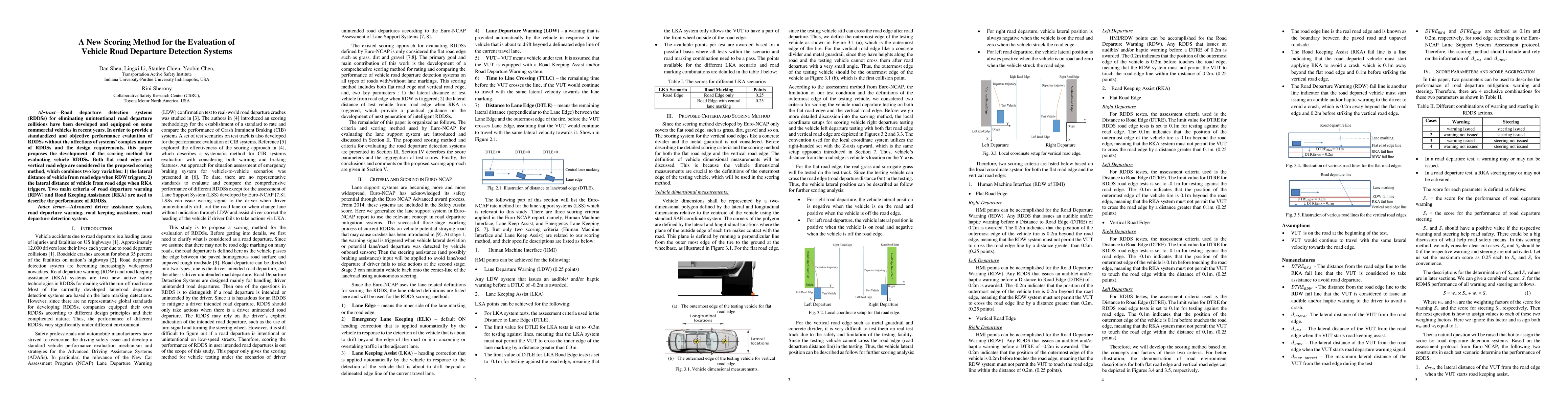 Thumbnail for A New Scoring Method for the Evaluation of Vehicle Road Departure
  Detection Systems