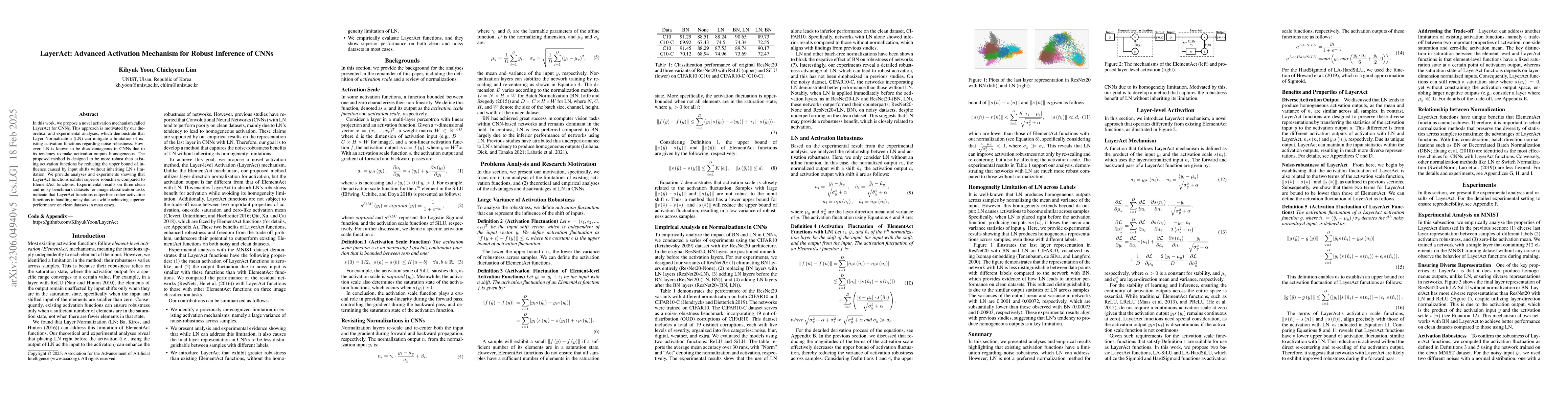 Thumbnail for LayerAct: Advanced activation mechanism utilizing layer-direction
  normalization for CNNs with BatchNorm