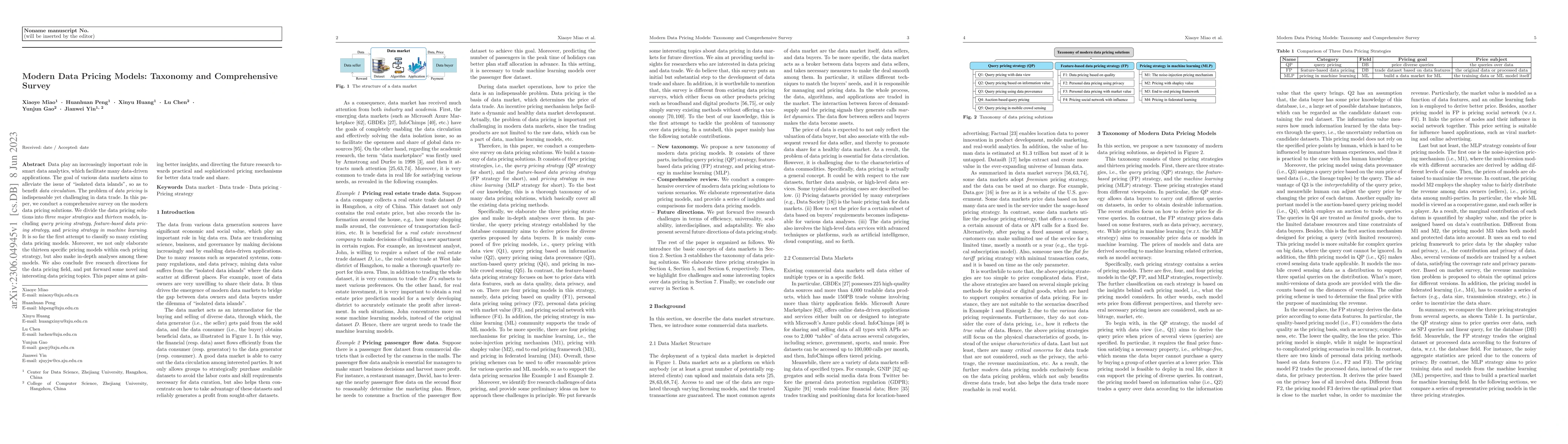 Thumbnail for Modern Data Pricing Models: Taxonomy and Comprehensive Survey