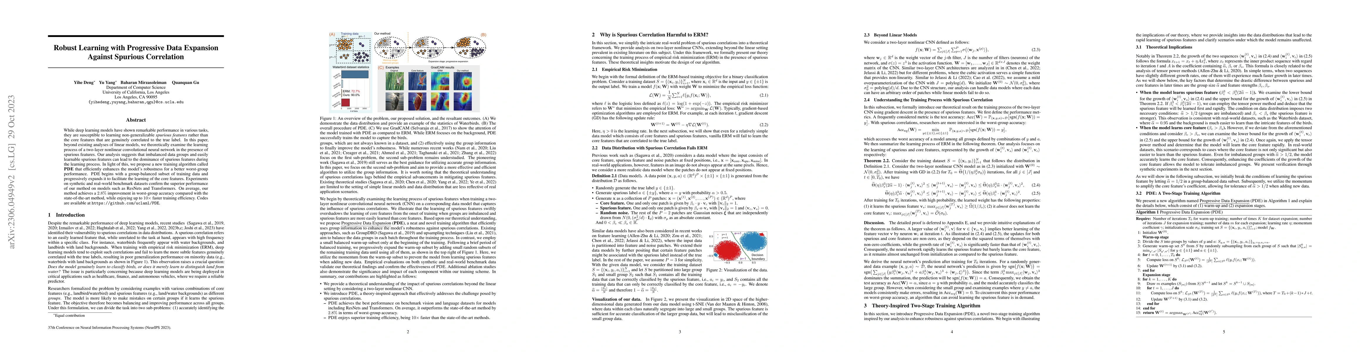 Thumbnail for Robust Learning with Progressive Data Expansion Against Spurious
  Correlation