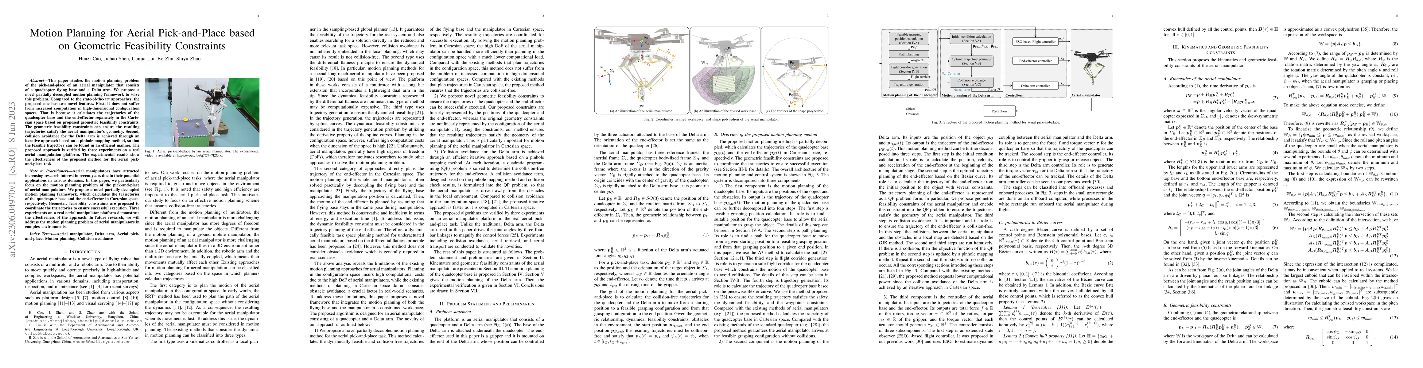 Thumbnail for Motion Planning for Aerial Pick-and-Place based on Geometric Feasibility
  Constraints