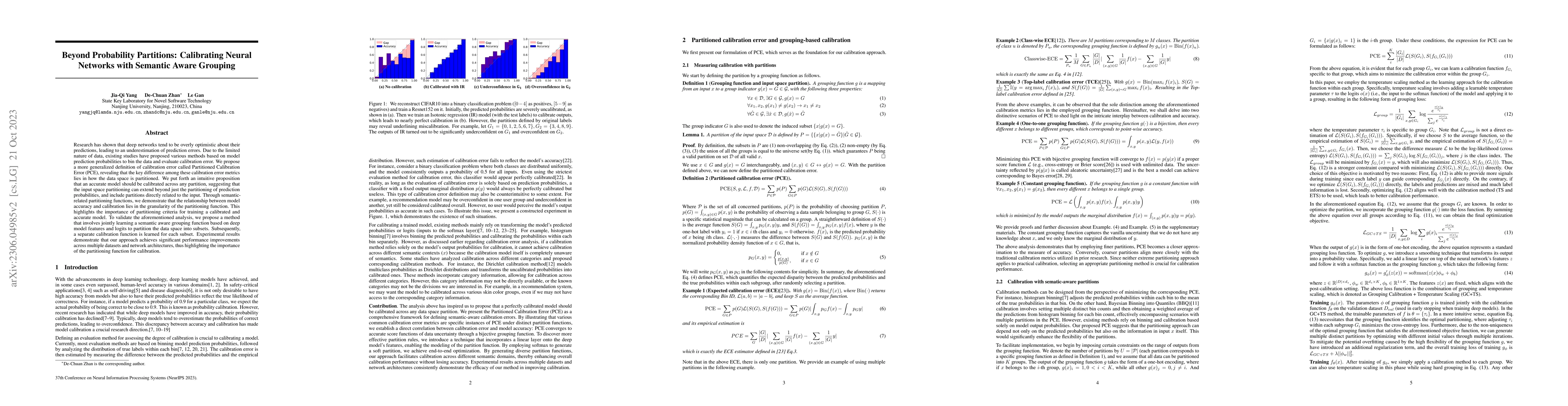 Thumbnail for Beyond Probability Partitions: Calibrating Neural Networks with Semantic
  Aware Grouping