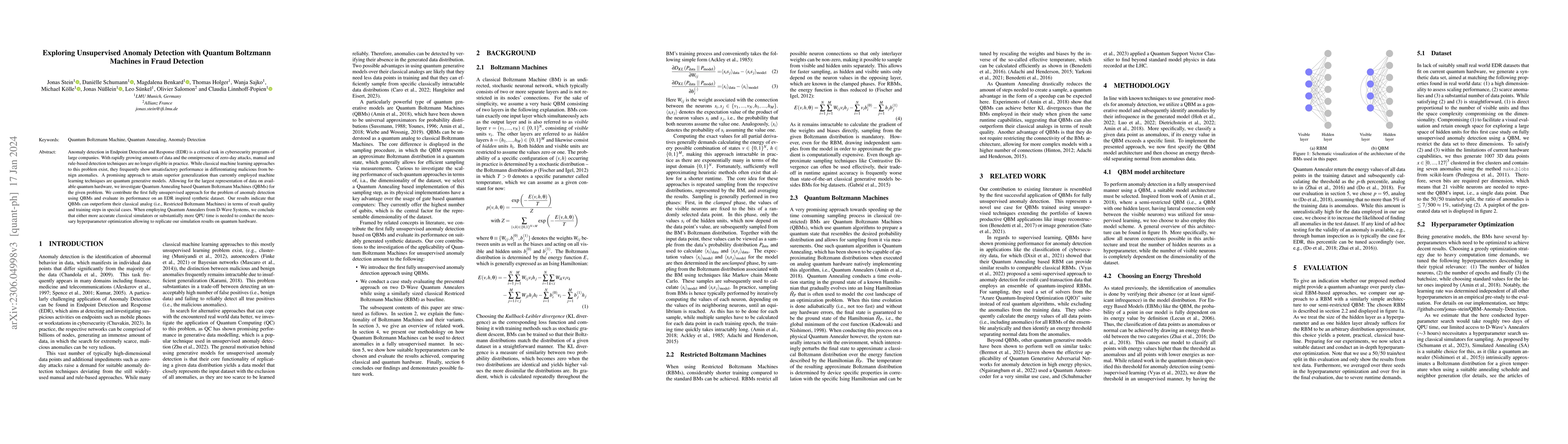 Thumbnail for Exploring Unsupervised Anomaly Detection with Quantum Boltzmann Machines
  in Fraud Detection