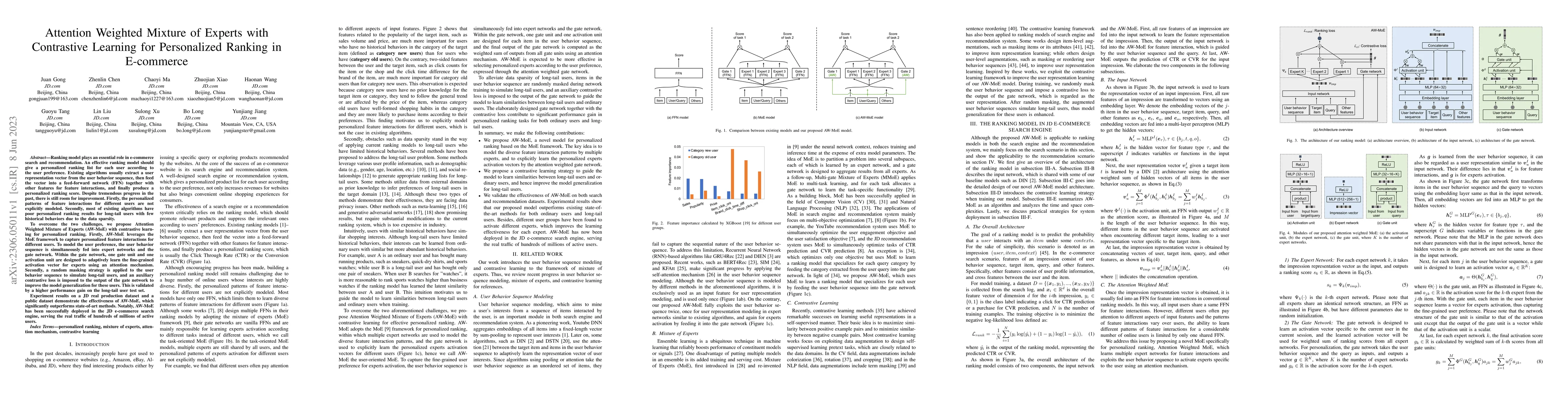 Thumbnail for Attention Weighted Mixture of Experts with Contrastive Learning for
  Personalized Ranking in E-commerce