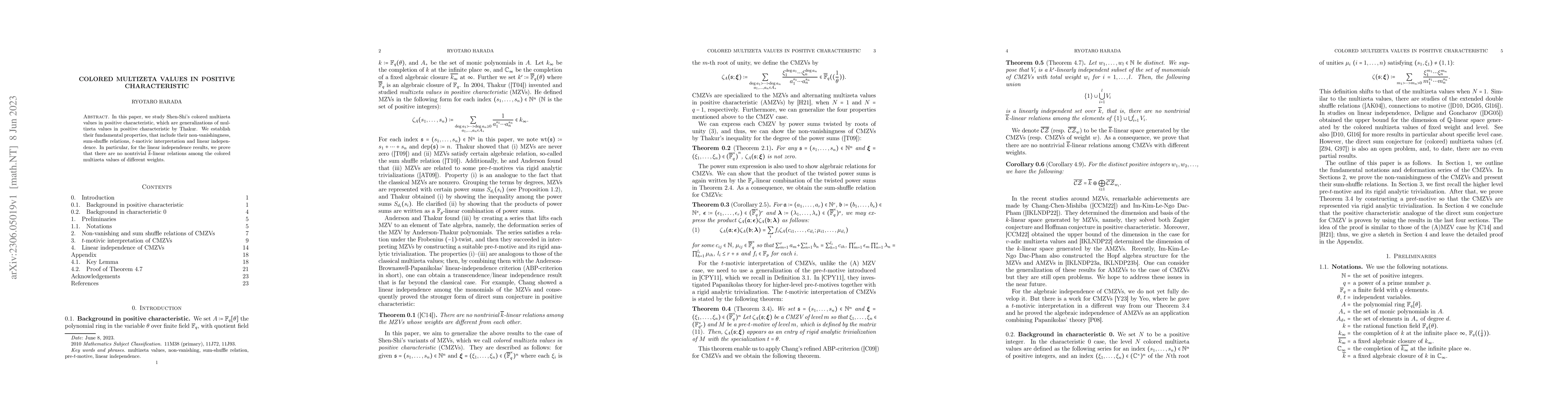 Thumbnail for Colored multizeta values in positive characteristic