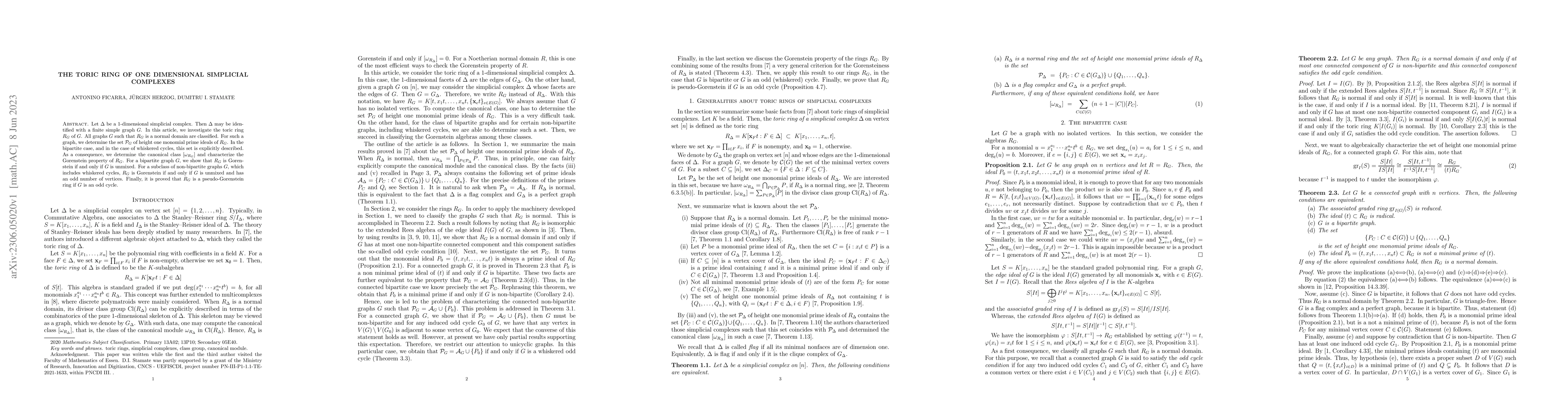 Thumbnail for The toric ring of one dimensional simplicial complexes