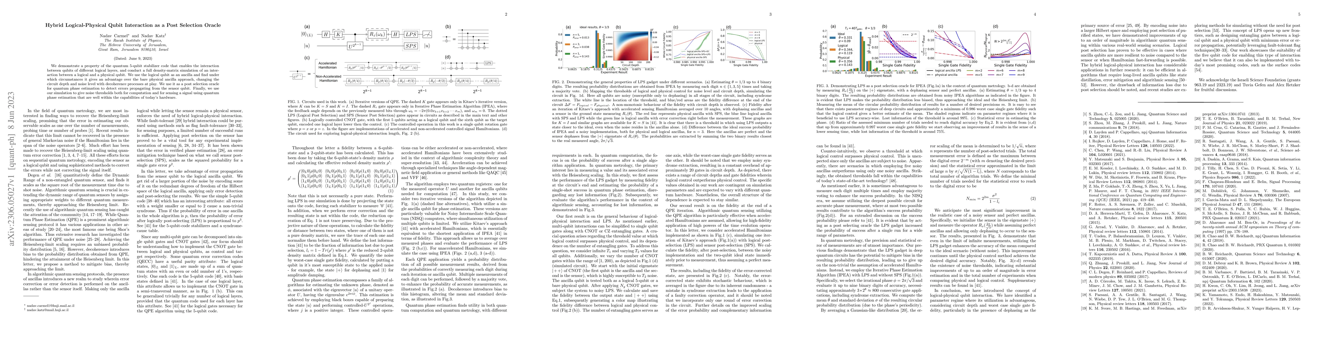 Thumbnail for Hybrid Logical-Physical Qubit Interaction as a Post Selection Oracle