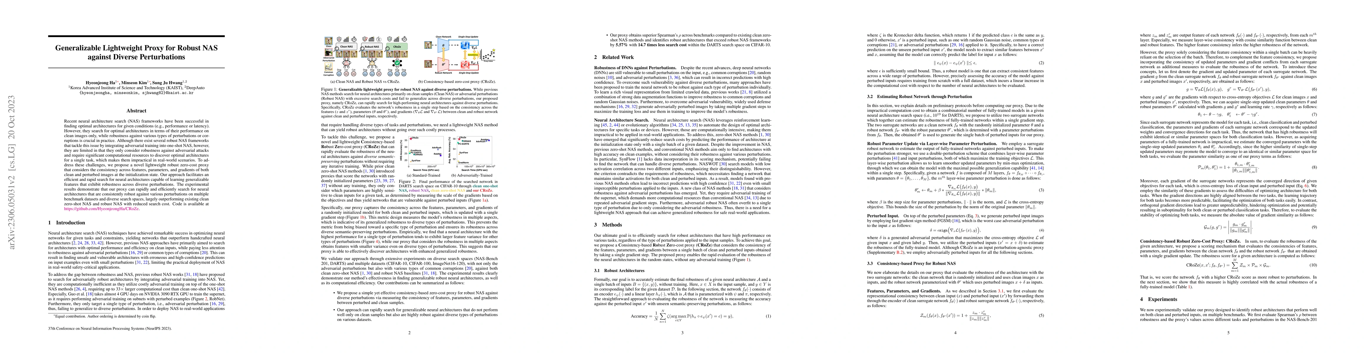 Thumbnail for Generalizable Lightweight Proxy for Robust NAS against Diverse
  Perturbations