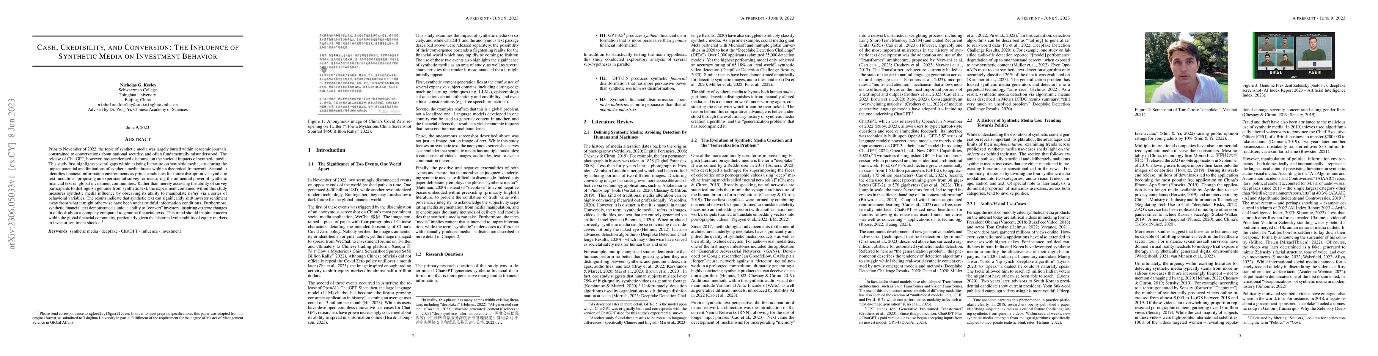 Thumbnail for Cash, Credibility, and Conversion: The Influence of Synthetic Media on
  Investment Behavior